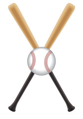 baseball bats crossed with baseball in centre
