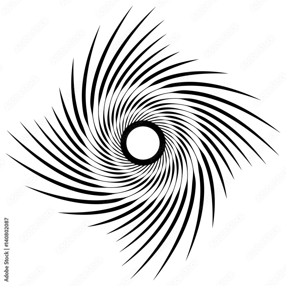 Poster abstract geometric spiral, ripple element with circular, concentric lines. abstract monochrome eleme