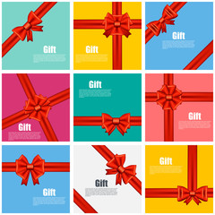 Set flat gift card vector