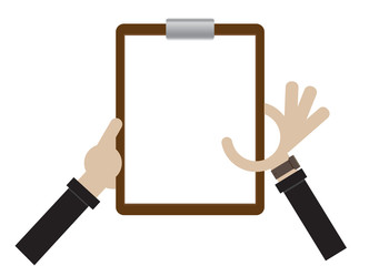 Business man holding blank chart board . vector illustration in flat design. infographics web design elements