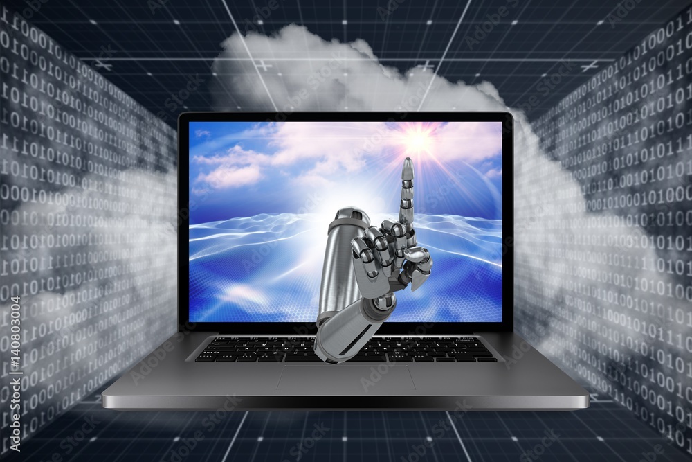 Poster 3d composite image of composite image of robotic hand pointing