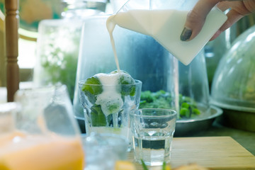 iced matcha latte with milk