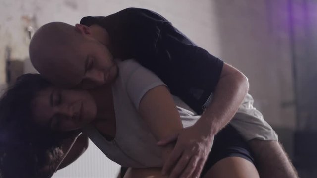 Dancer improvising an intimate dance on the floor