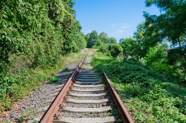 Unused rail track in Czech city Krupka 