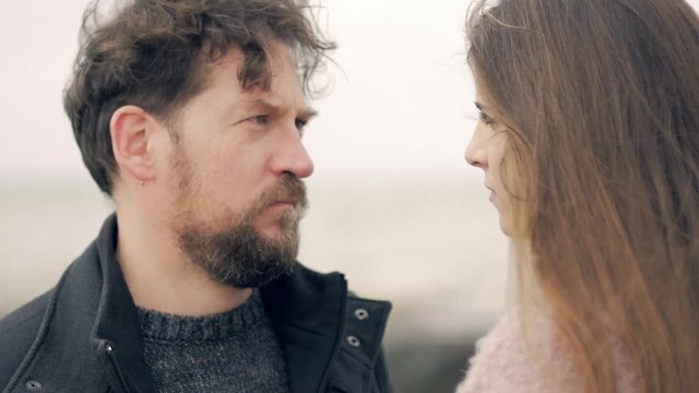 Man in love not able to breath hugging wife closeup slow motion