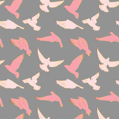 Seamless pattern with flying birds in beautiful colors, vector illustration for your design 