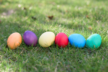 Six colorful easter eggs
