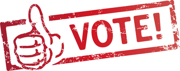 stempel vote! mit Daumen - obrazy, fototapety, plakaty