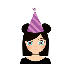 portrait girl anime with party hat vector illustration eps 10