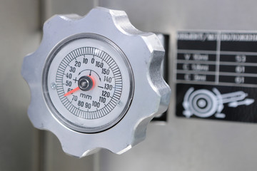 Gates, taps, monometers at the pharmaceutical plant. Open the supply of medicine to the reactor....