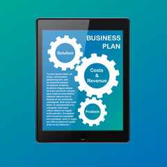 Business concept with 4 options, parts, steps or processes on tablet screen. Vector illustration