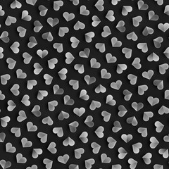 Seamless Monochrome Pattern With Hearts. Repeating Scattered Shapes Texture.