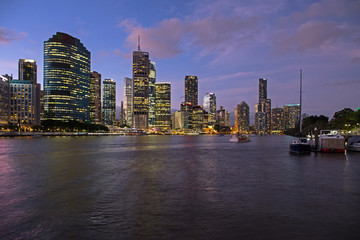 Brisbane, Skyline am Abend