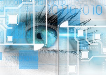 Close up of eye in process of scanning