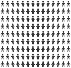 People Pattern. Seamless Background on White. Vector