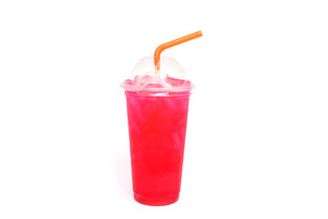 Red sweet drink isolated on white background