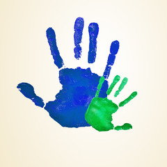 adult and infant handprints