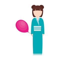 girl japanese comic balloon decoration vector illustration eps 10