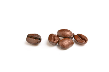 roasted coffee beans isolated on white background