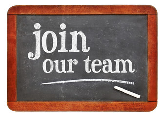 Obraz premium Joint our team blackboard sign