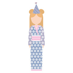 anime girl kimono hat party vector illustration eps 10