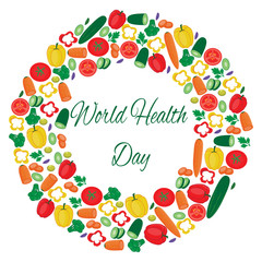 World health day illustration with vegetables