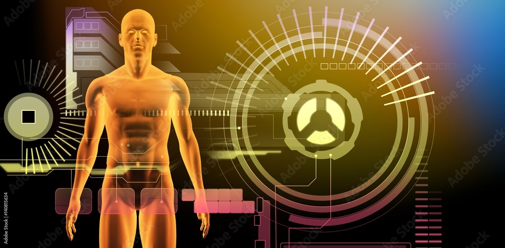Poster composite image of technology interface