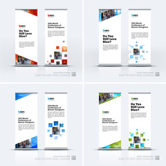 Abstract business vector set of modern roll Up Banner stand desi