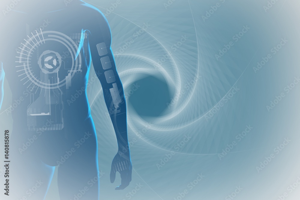 Poster composite image of technology interface