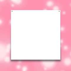 Blank square frame on pink abstract out of focus background