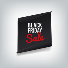 Black paper sale banner. Ribbon. Black friday sale. Vector illustration.