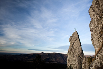 Rock climbed by en explorer on the Massif du Sancy peak