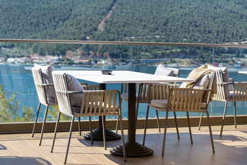 cozy  restaurant table with a sea view 