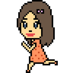 Obraz premium vector pixel art girl run