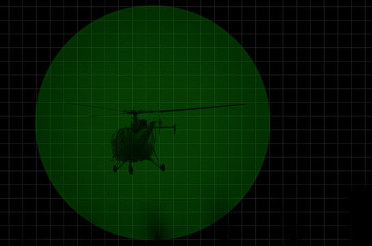 binocular view of a helicopter. Then two part is merged in software.The photograph is prepared in image processing software. It consists of 6 layers. 