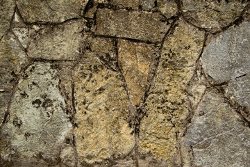Stone wall texture with little moss