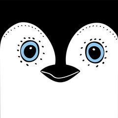 Penguin Cute animal head  funny cartoon