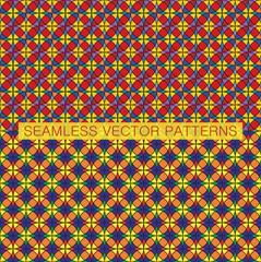 Abstract seamless vivid colorful patterns. Stained glass imitation. Swatches are included in vector file.
