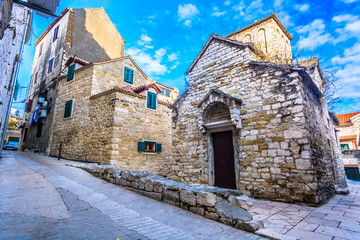 Fototapeta premium Old stone street Croatia. / Old medieval street in city center of old town Split, popular touristic destination in Croatia.
