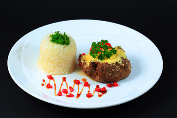 Chinese Food. Rice and cutlet.