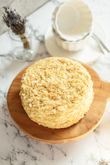 Italian dessert cake Napoleon With custard