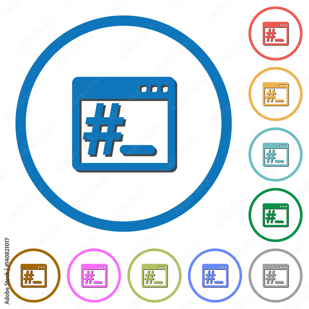Poster linux root terminal icons with shadows and outlines