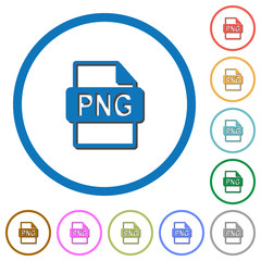 PNG file format icons with shadows and outlines