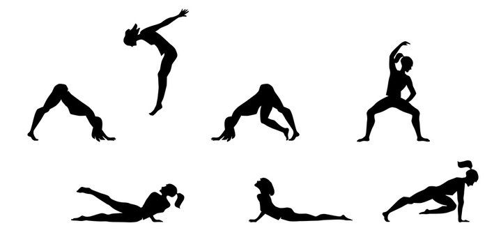 Vector illustration of girl exercised Deepwork, Yoga, Pilates, fitness.