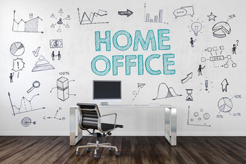HOME OFFICE | Desk in an office with symbols