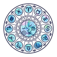 Set of Symbol Zodiac Sign. Zodiac icons. Freehand drawing