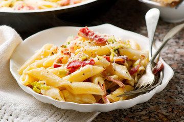 Penne with Leeks and Speck