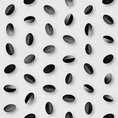 Scattered Geometric Shaded Shapes. Abstract Seamless Monochrome Pattern.