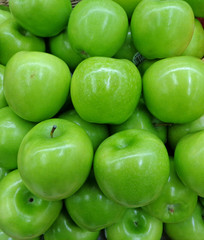 Pile of Vibrant Color Green Apples, Closed up for Background, Banner 