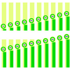 Pie graphs. Infographic charts with step of 5%. 5-100% pie graph set. Vector illustration